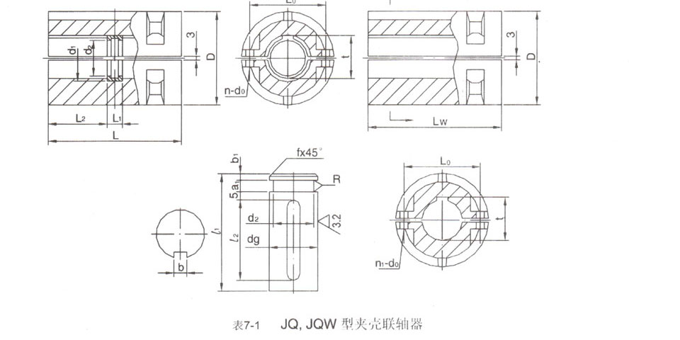 JQ型夾殼聯(lián)軸器結(jié)構(gòu)圖